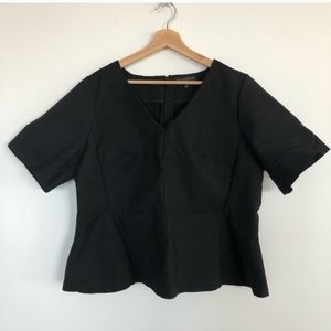 Eloquii v-neck short sleeve peplum black career top size 22